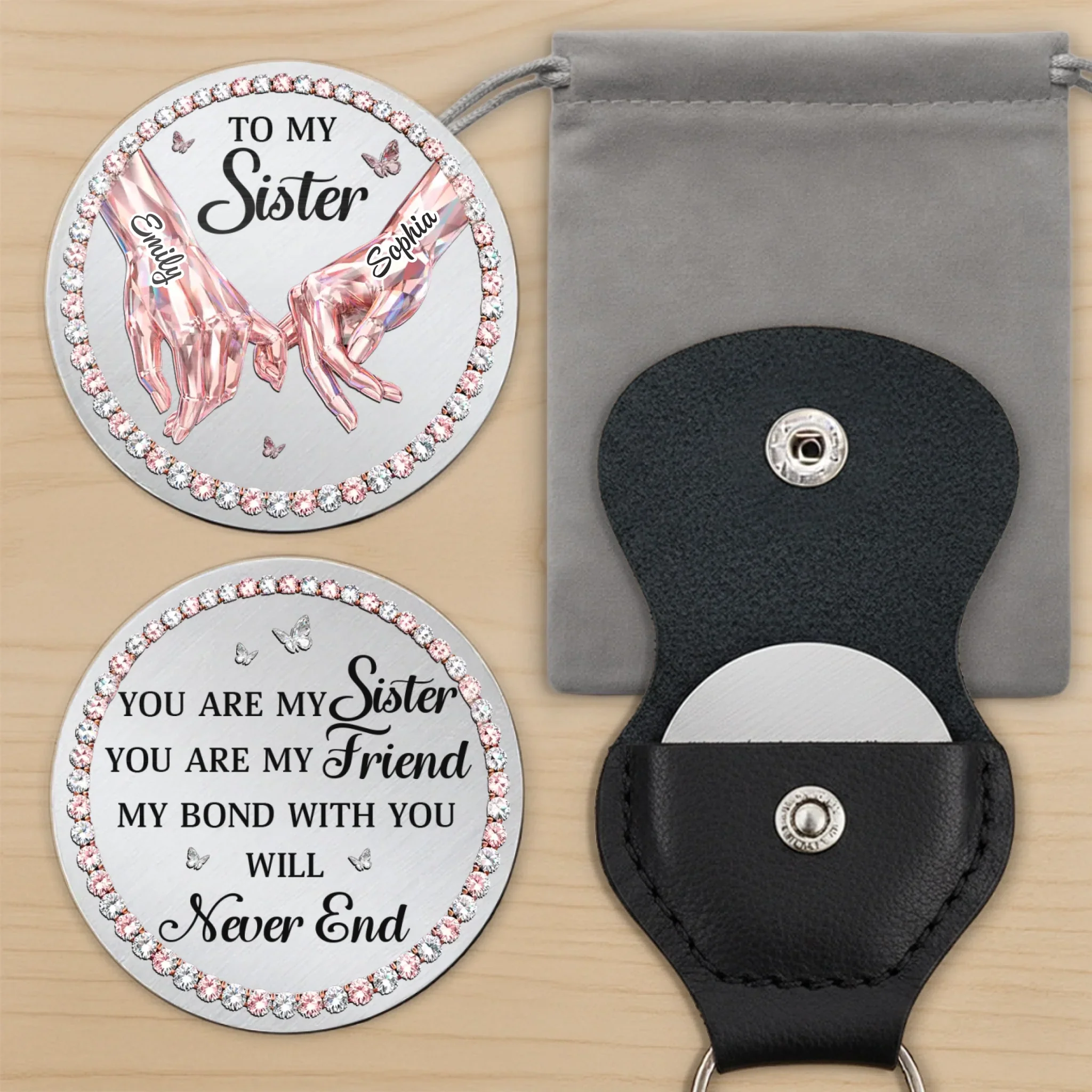 Custom Pocket Hug - Personalized Best Friend Birthday Gifts For Women, Besties, Sisters, BFF - Sisters Always Stand Together